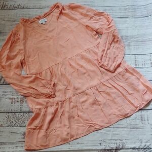 True Craft Coral Ruffled Tunic